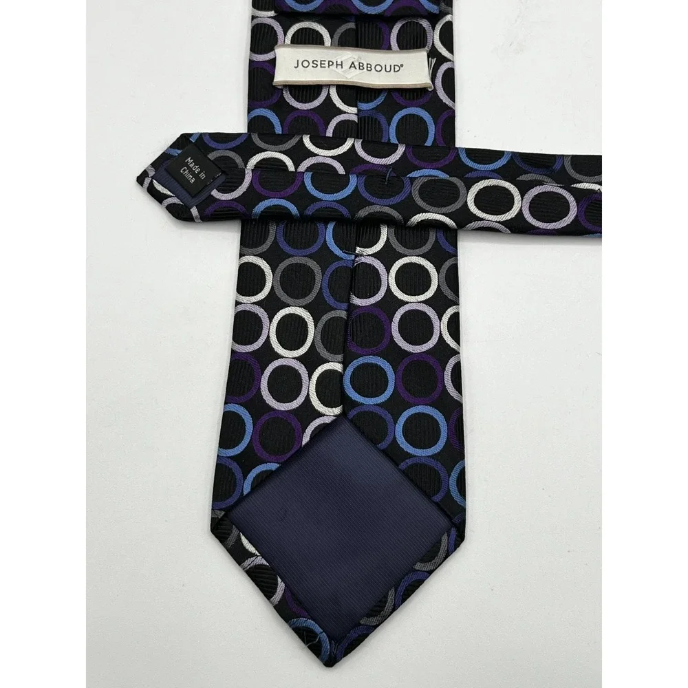 Joseph Abboud Men Necktie Tie Multicolor Geometric Circle 100% Silk W:3.5